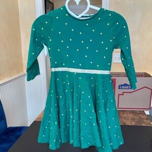 Mini Boden Green Dress with Gold Stars